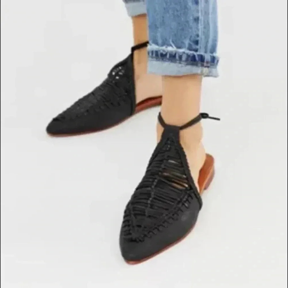 Free People Dana Woven Pointy Toe Flat Shoes - Picture 2 of 7